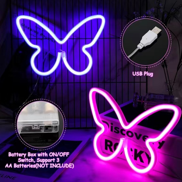 NIB Butterfly Neon Sign - PINK - Picture 4 of 6